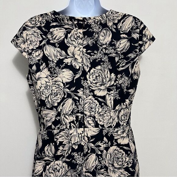 SALE!! Ann Taylor Navy Floral Sheath Dress Size 6 - Picture 5 of 10